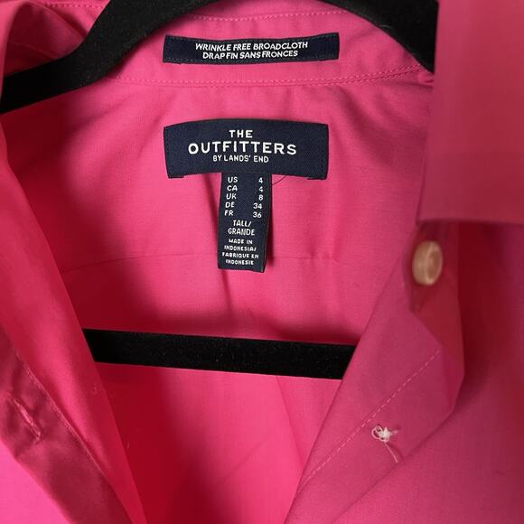 Lands End Outfitters Pink wrinkle free women's button front 3/4 sleeve sz 4 - Picture 4 of 5